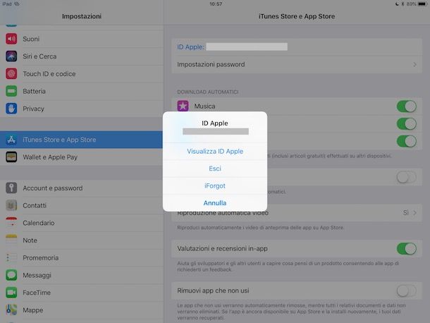 Come cambiare ID Apple su iPad