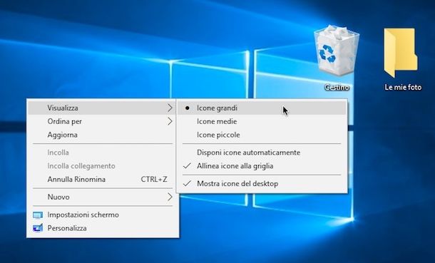 Come ingrandire le icone sul desktop