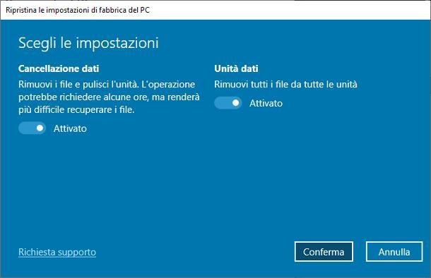 Come azzerare un PC