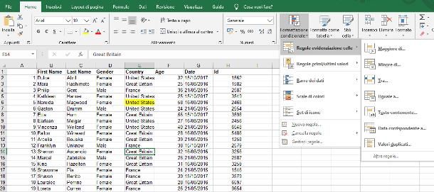 Come evidenziare celle Excel