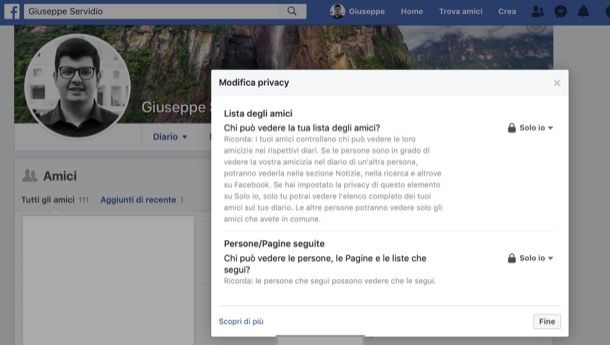 Tutelare privacy amici su Facebook