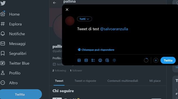 Twitter menzionare qualcuno