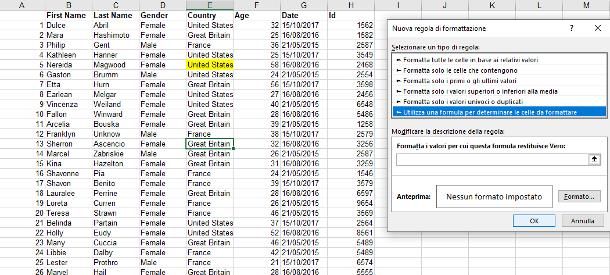 Come colorare celle Excel con formula