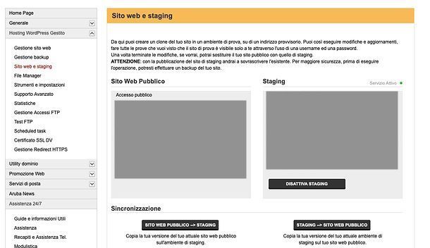 Staging sito Web