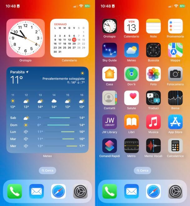 Posizionamento icone su iOS