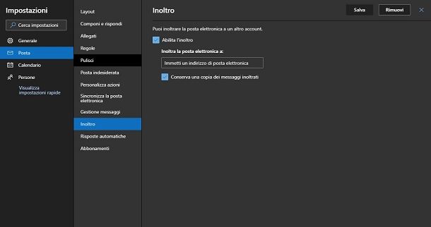 Inoltro automatico su Outlook