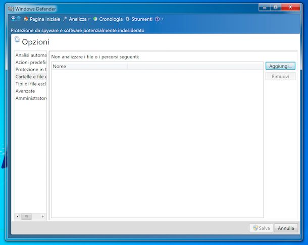 Windows Defender su Windows 7