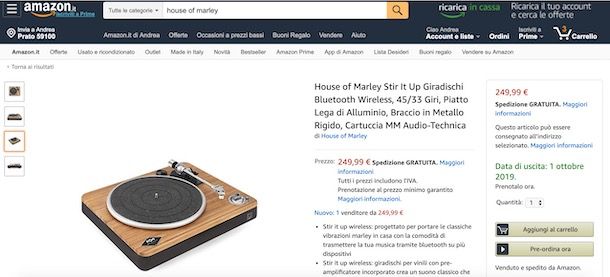 Preordinare su Amazon da computer