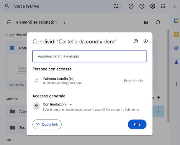 Condividere cartella Google Drive