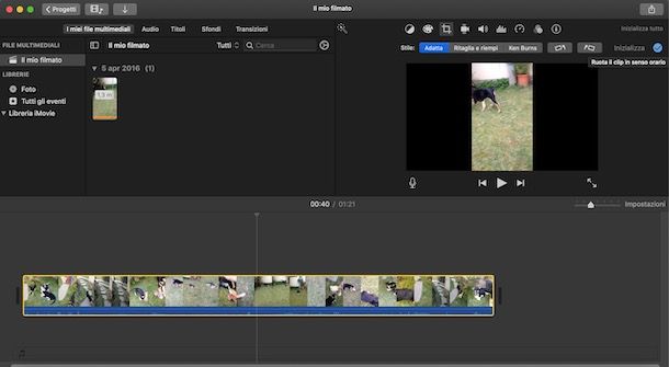 Ruotare un video con iMovie da Mac