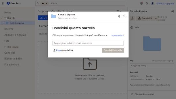 Condividere cartella con DropBox