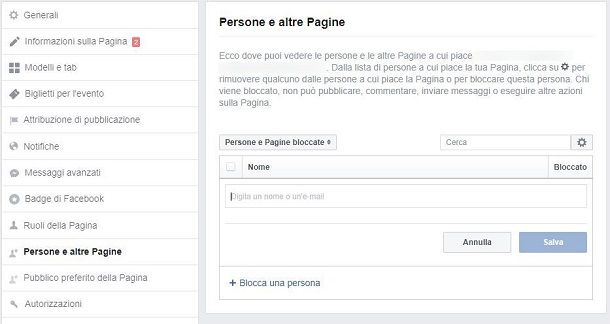 Bannare un utente da una pagina Facebook da Web