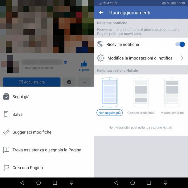 Come non seguire una pagina su Facebook
