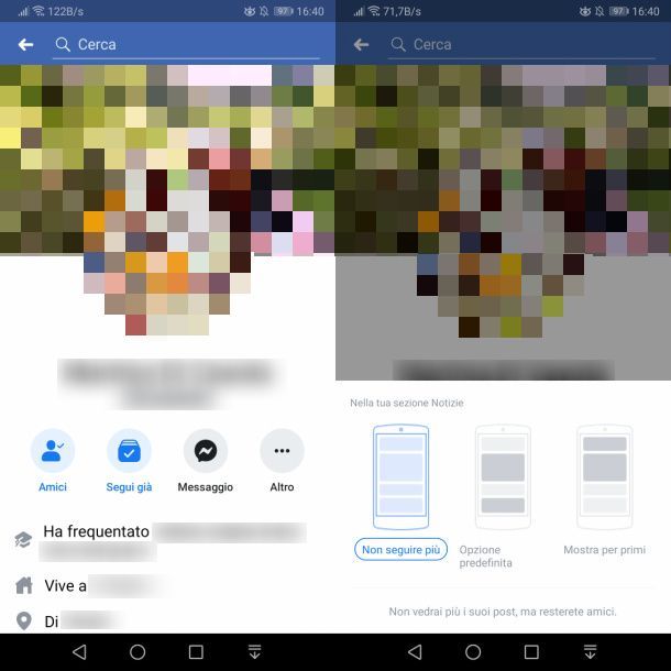 Come non seguire una persona su Facebook