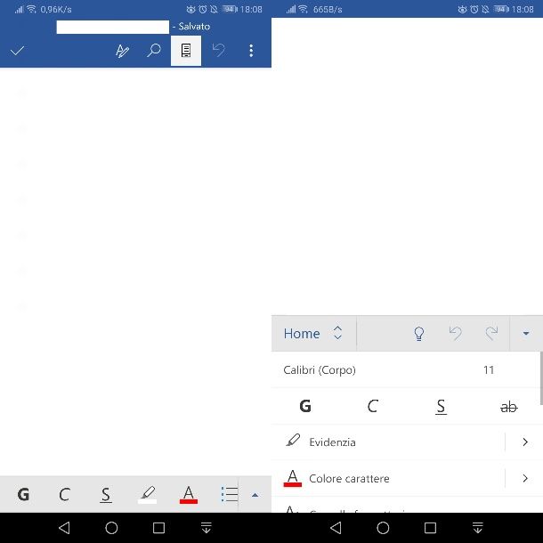 Minimizzare barra multifunzione Office Android