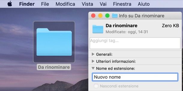 Rinominare cartella Mac dalla finestra Info