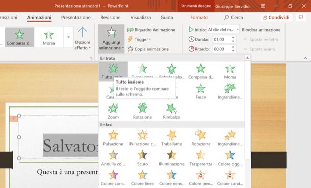 Animare le scritte con PowerPoint da PC