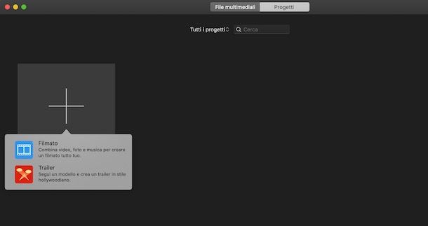 Creare un nuovo progetto con iMovie