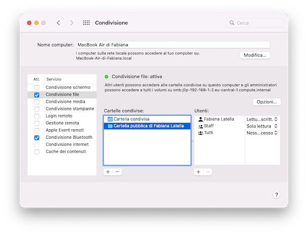 Cartella di rete condivisa macOS