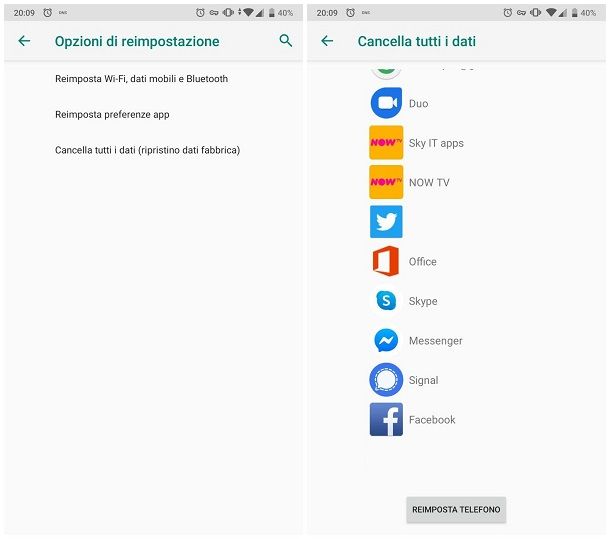 Come ripristinare Android allo stato di fabbrica