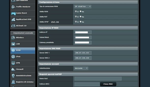 Configurazione dei DNS su router Asus