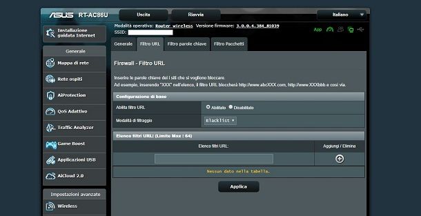 Filtro URL su router Asus