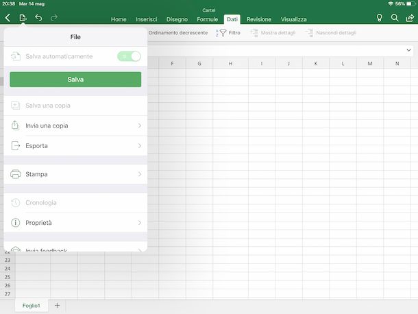 Excel su iPad