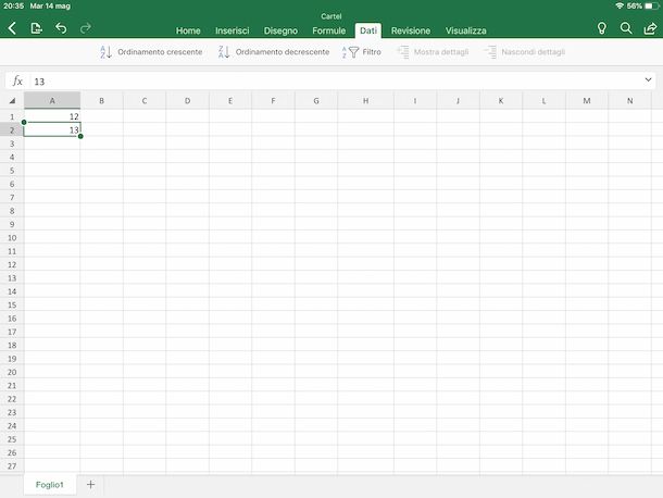 Excel su iPad