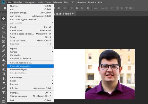 Inserire foto su foglio di Photoshop