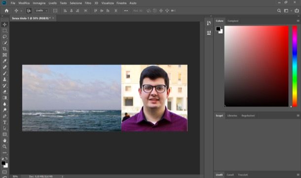 Affiancare due foto con Photoshop su computer