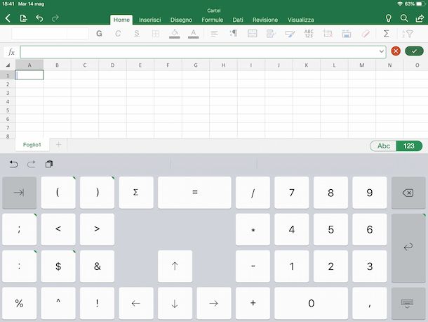 Excel su iPad