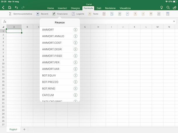 Excel su iPad