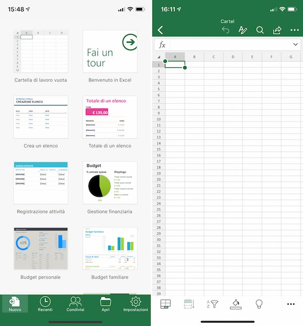 Excel su iPhone