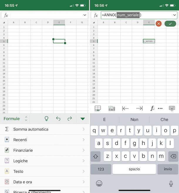 Excel su iPhone