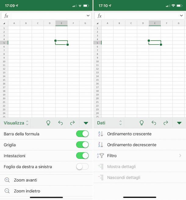 Excel su iPhone