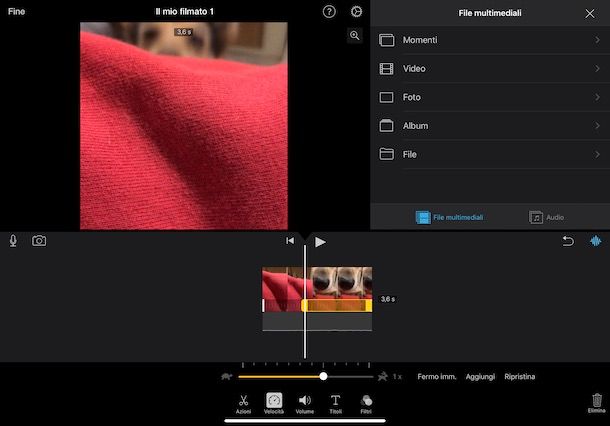 Come rallentare un video con iMovie da iPad