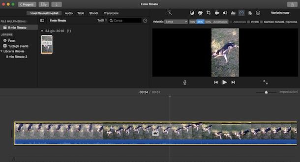 Rallentare un video con iMovie