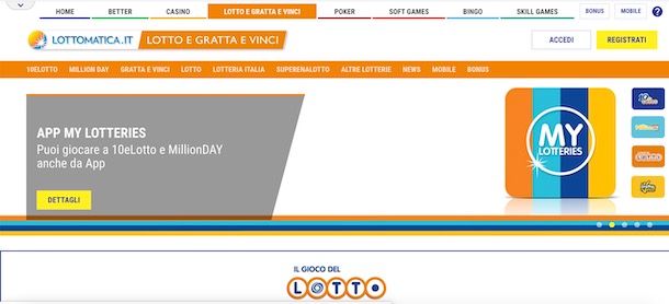 Giocare al Lotto online su Lottomatica