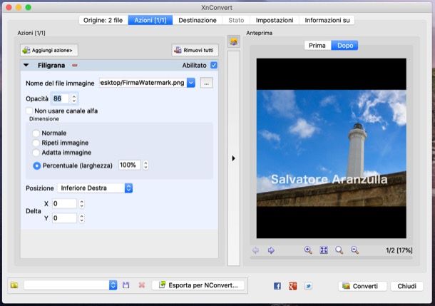 Applicare watermark alle foto con XnConvert