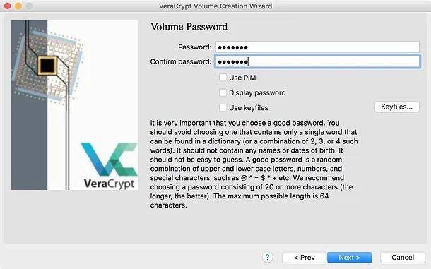 Inserire password con VeraCrypt