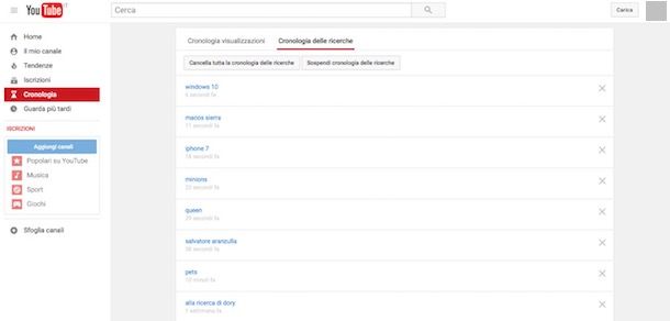 Come cancellare la cronologia di YouTube