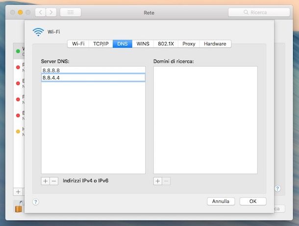Come cambiare DNS su Mac
