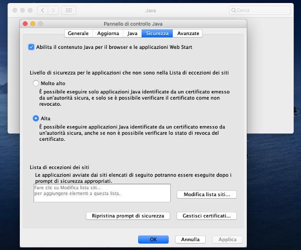 Come abilitare Java nel browser