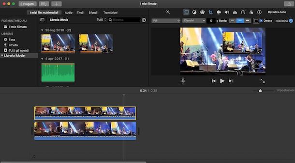 Sovrapporre video iMovie con PiP