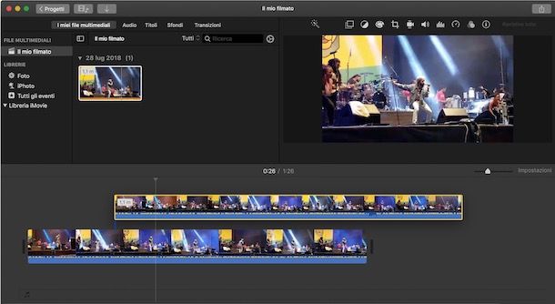 Sovrapporre video iMovie