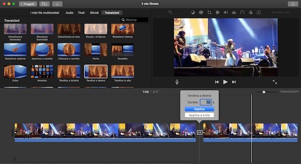 Transizione video iMovie