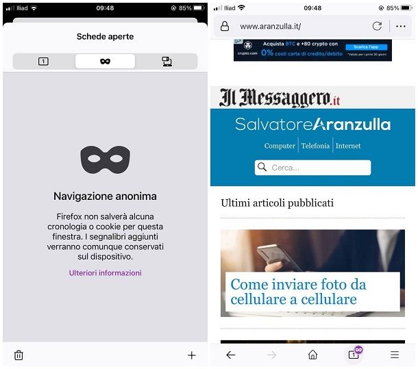 Come navigare anonimi con Firefox