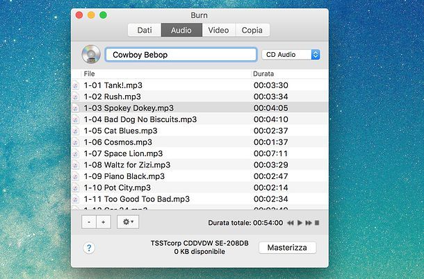 Come masterizzare un CD audio con Mac