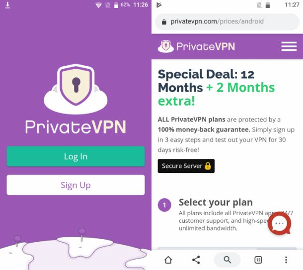 PrivateVPN accesso