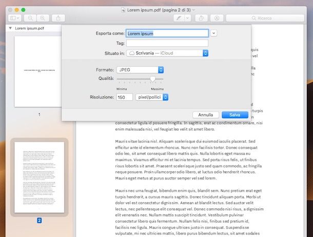 Come trasformare un PDF in JPG con Mac
